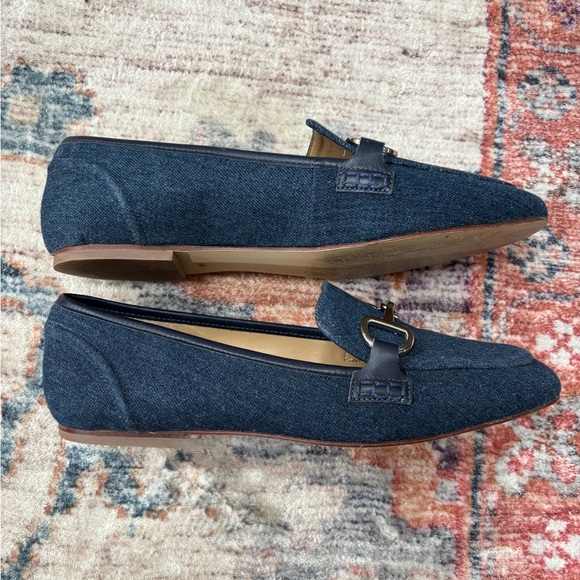 Talbots Stella Bit Loafers Blue Denim Leather Chic Square Toe Womens 8 - Picture 5 of 11
